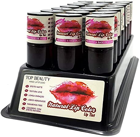 Batom Lip Tint Top Beauty - Display com 18 unidades - Côres 01,02 e 03 (Com provadores)