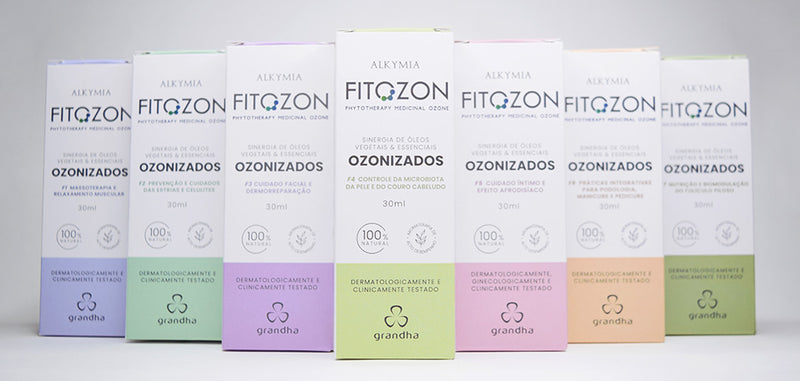 Kit com 7 Óleos Ozonizados, Óleo Vegetal e Óleo Essencial - 30ml - FITOZON GRANDHA